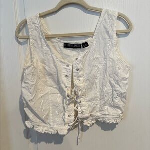 Cotton Express Lace-Up Crop Top